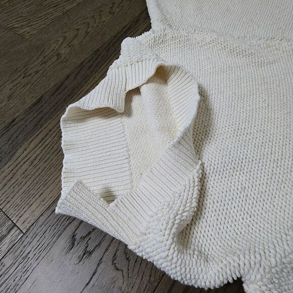 DKNY Pure Chenille Puff Sleeve Crewneck Sweater in Bone Ivory - Picture 14 of 16
